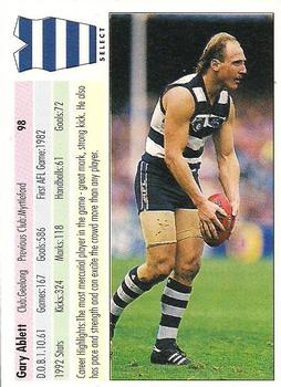 1993 Select AFL #98 Gary Ablett Back